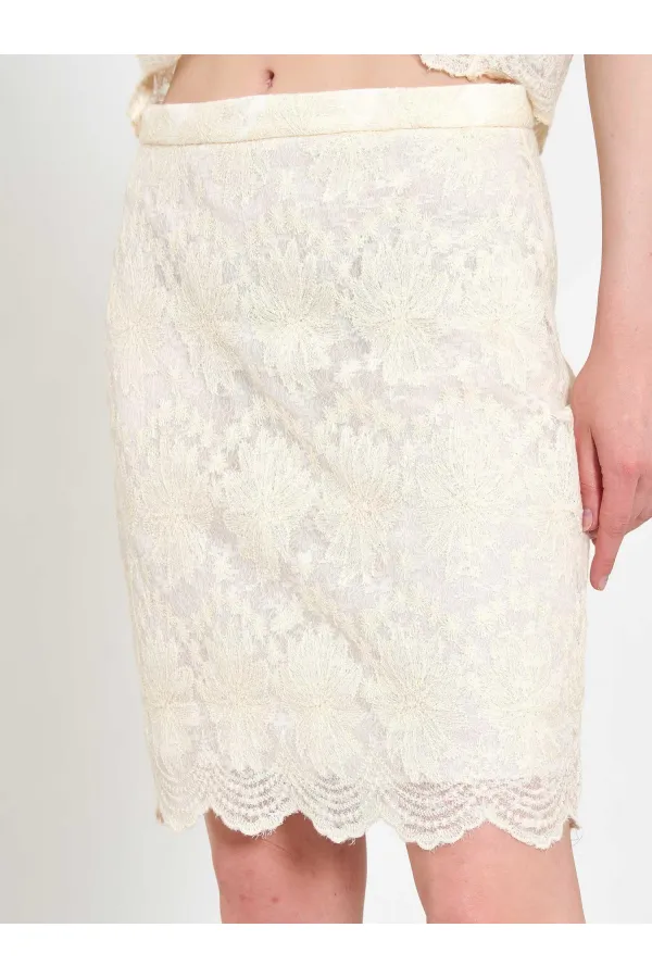 041195 Lace-Look Mini Skirt
