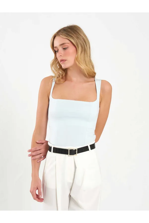 071857 Square Neck Strappy Blouse