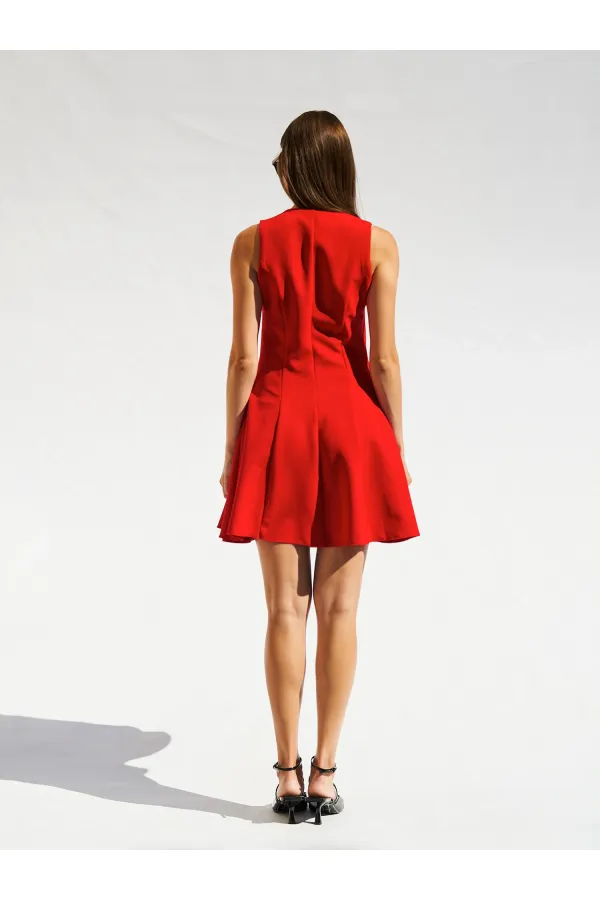 111611 Sleeveless Mini Button Detail Dress