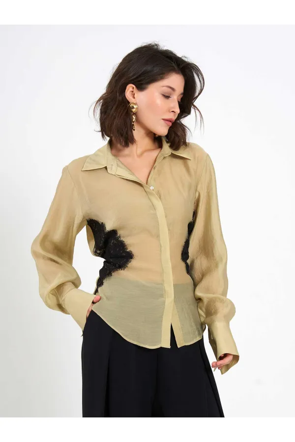 080812 Dantel Detaylı Gömlek