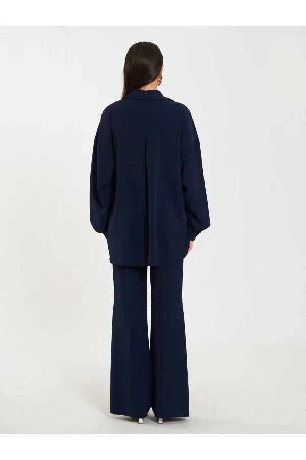 Chemise basique à patte de boutonnage cachée 080802