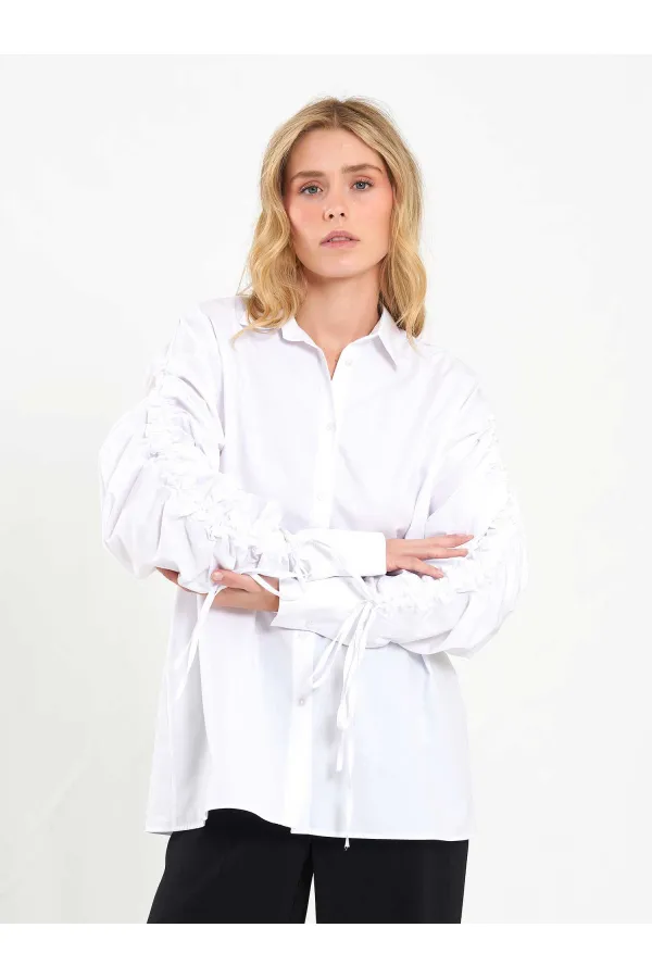 080796 Shirt with Gathered Sleeves