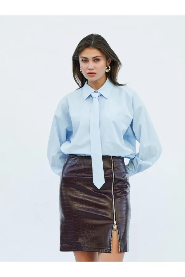 080733 Kravatlı Tek Cep Gömlek