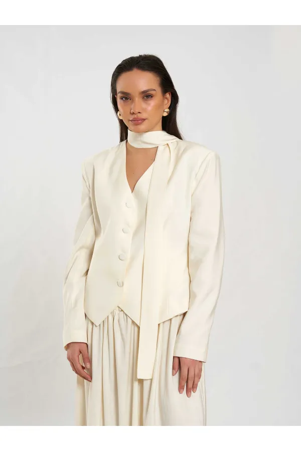 131049 V yaka Şallı Ceket