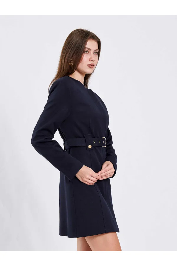 111640 Kendinden Kemerli Mini Elbise