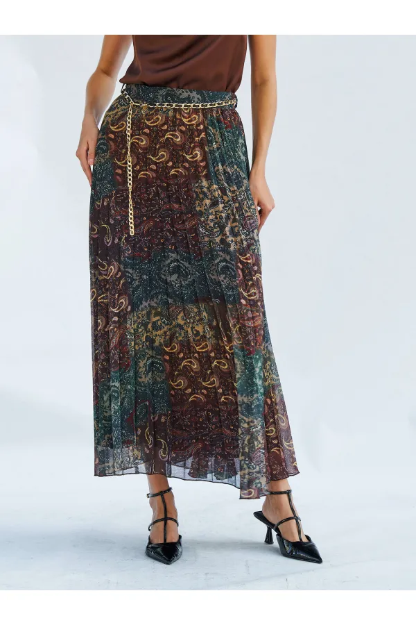 Jupe plissée 041110 avec ceinture à chaîne