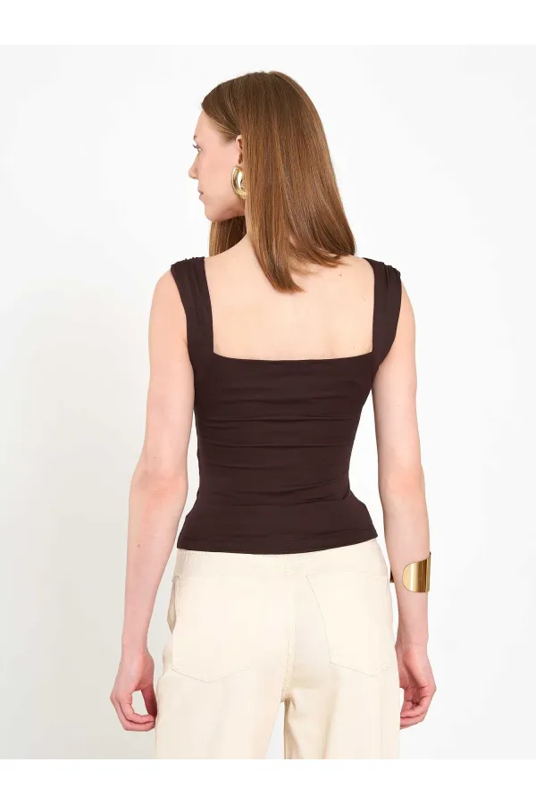 071926 Draped Front Knitted Blouse