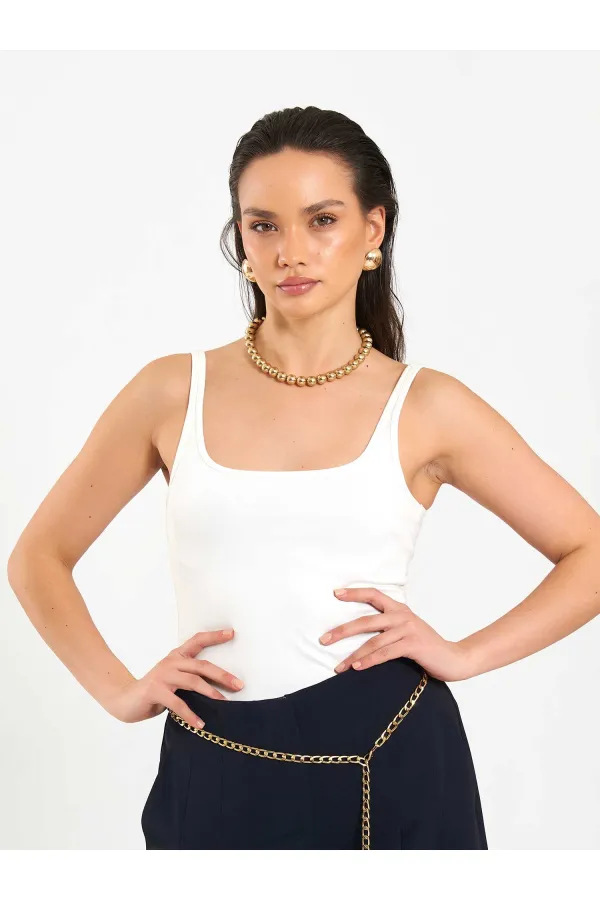 060332 U-Neck Slim Collar Tank Top