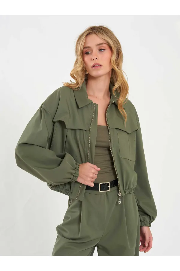 160896 Veste bomber à fermeture éclair frontale