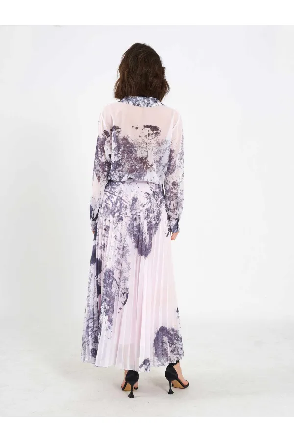 Jupe plissée effet aquarelle 041189