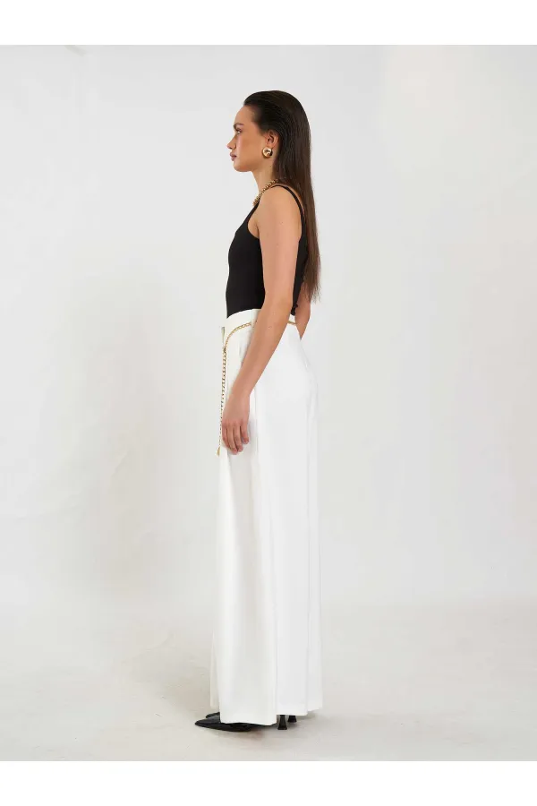 031641 Pervazlı Çift Pile Pantolon