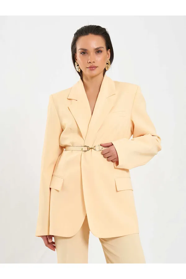 131060 Kemer Detaylı Oversize Ceket