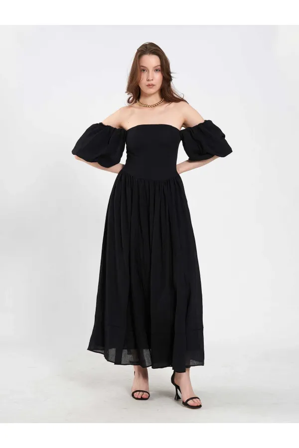 111736 Balloon Sleeve Cotton Dress 111736 Balloon Sleeve Cotton Dress