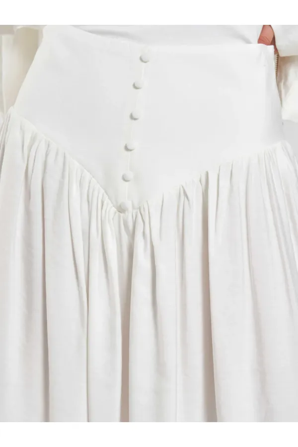 041171 Corset-style Long Front Buttoned Skirt