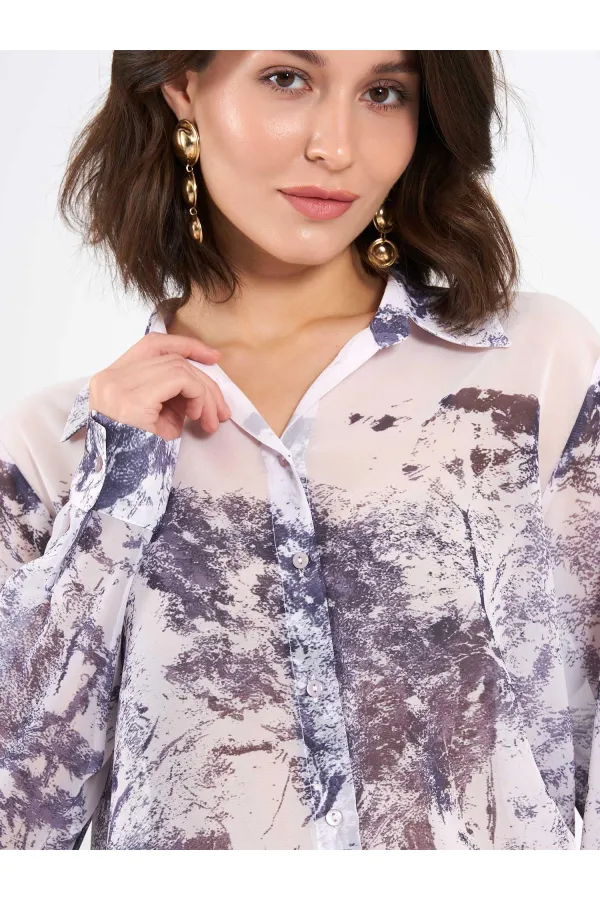 Chemise en mousseline effet aquarelle 080813