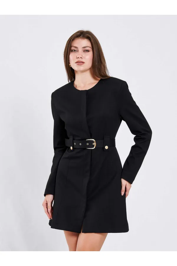 111640 Kendinden Kemerli Mini Elbise