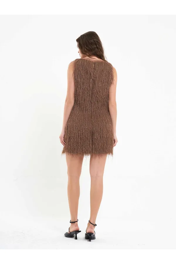 111634 Saçaklı Mini Elbise