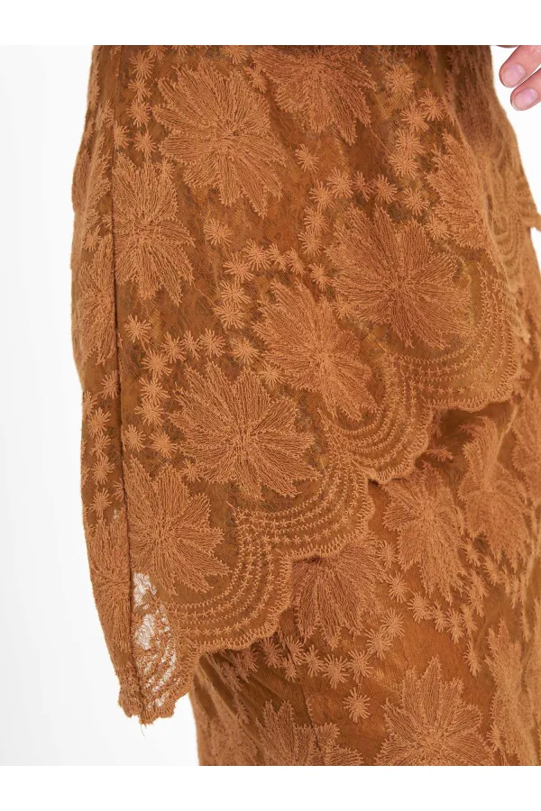 071920 Lace-Look One-Shoulder Asymmetrical Blouse