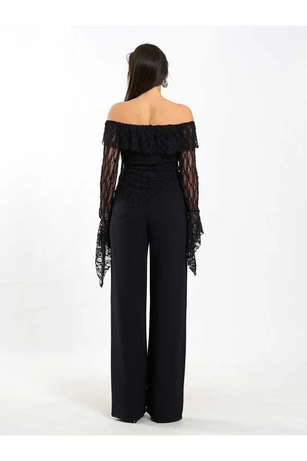 071832 Boat Neck Asymmetrical Blouse