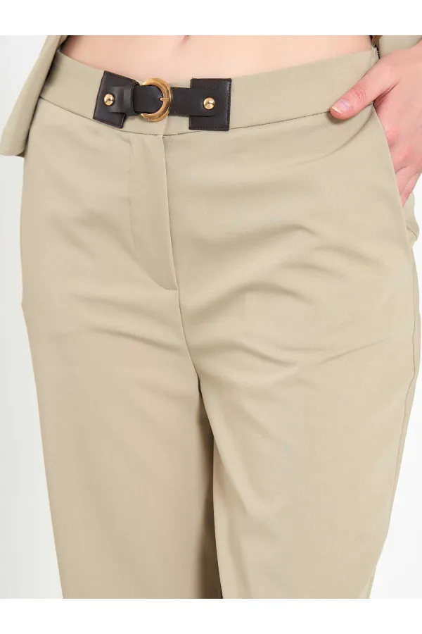 031673 Stella Straight Leg Trousers with Belt Buckle