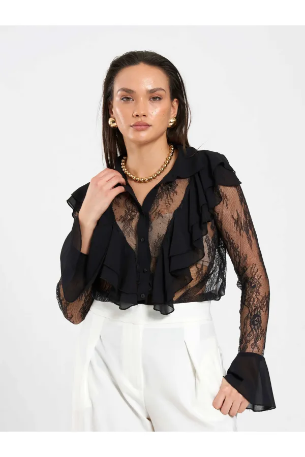 Chemisier en dentelle à volants 080791