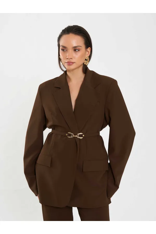 131060 Kemer Detaylı Oversize Ceket