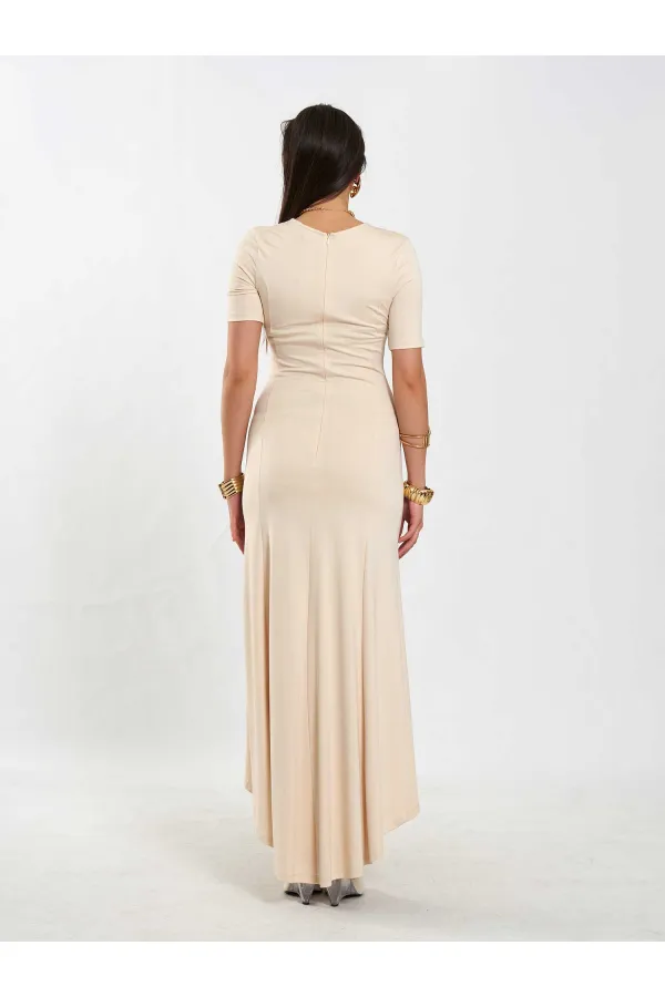 111693 Crew Neck Short Sleeve Basic Dress