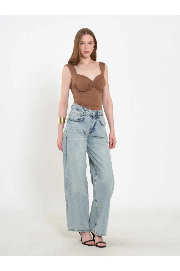 031668 Wide Leg Denim Trousers