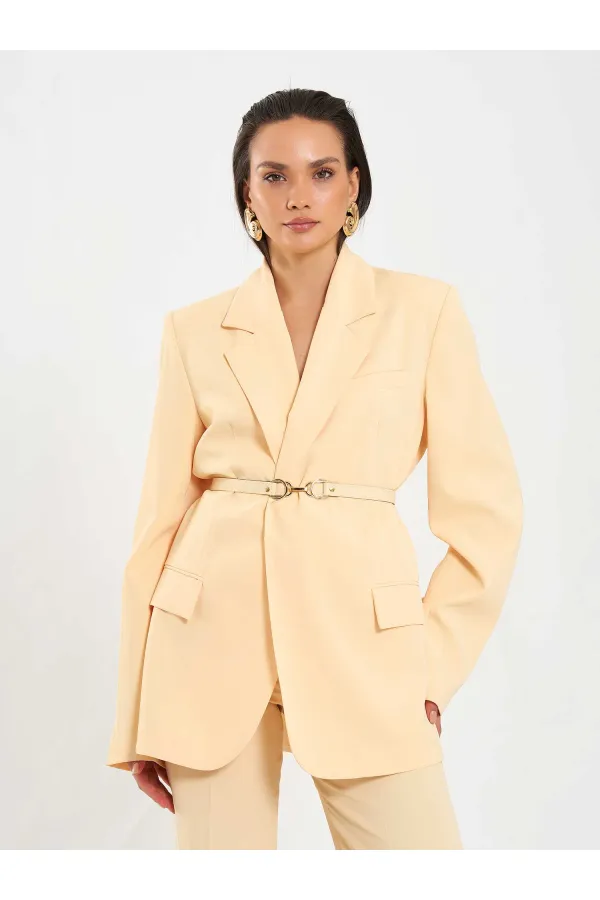 131060 Kemer Detaylı Oversize Ceket