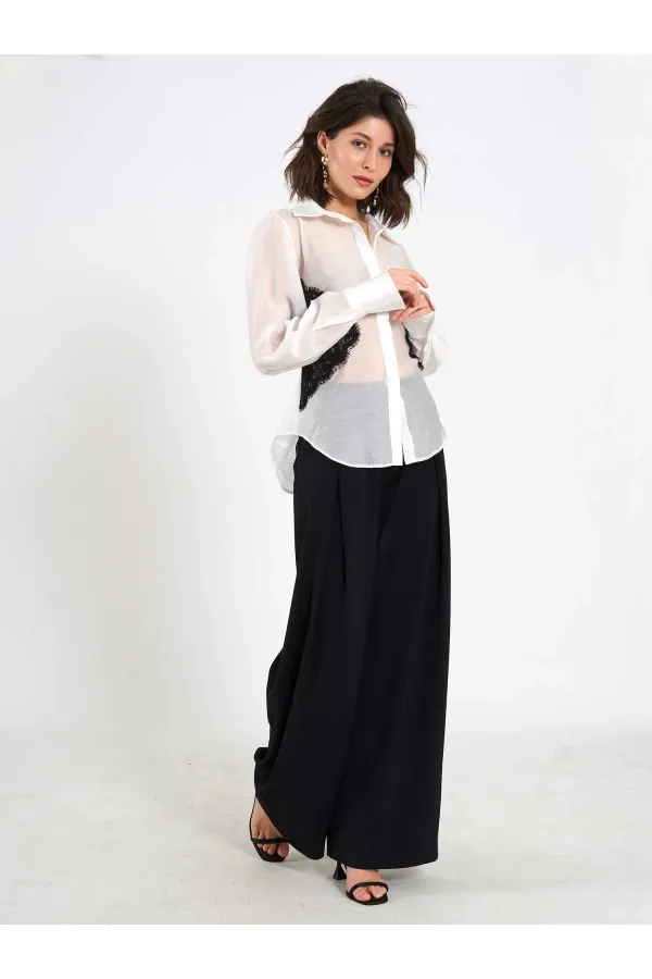 Chemise à détails en dentelle 080812