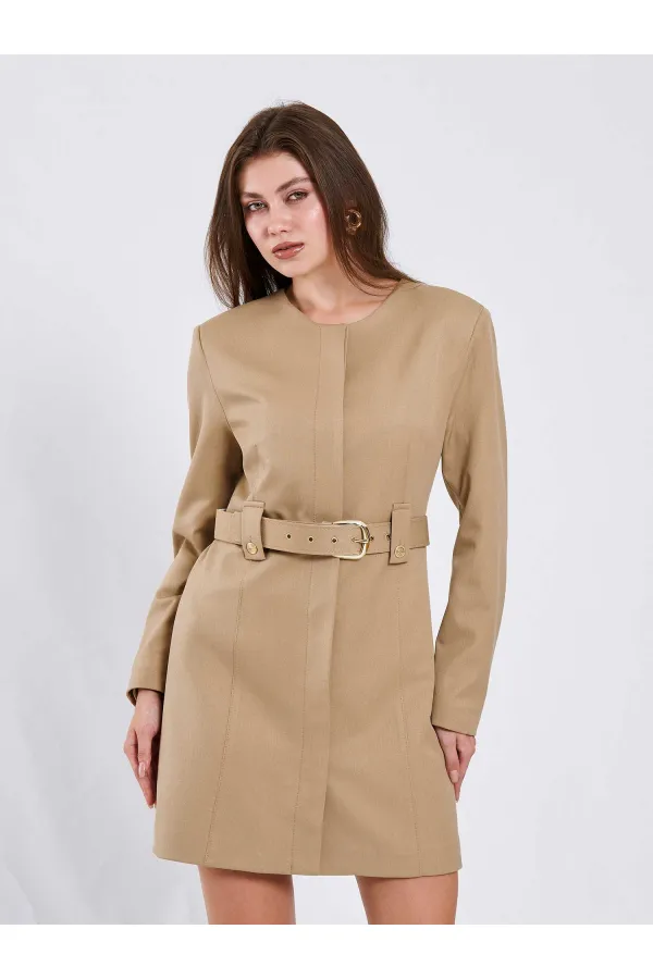 111640 Kendinden Kemerli Mini Elbise