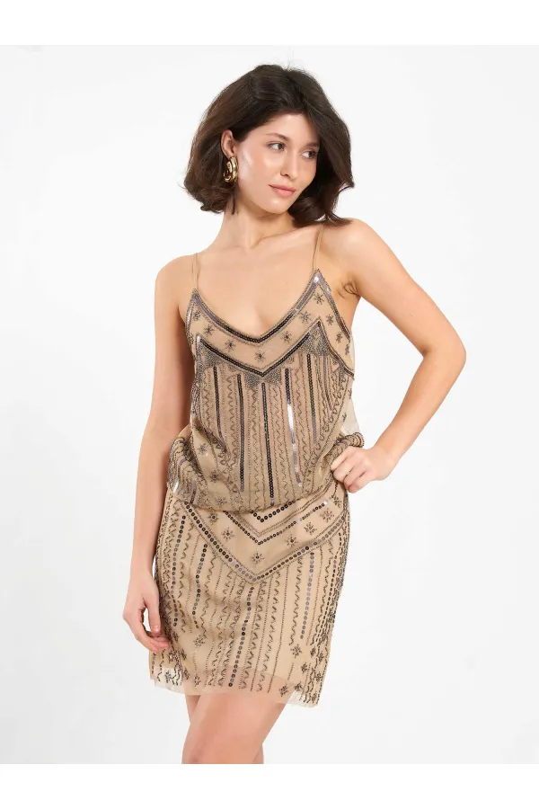 041186 Mini Sequin Tulle Skirt