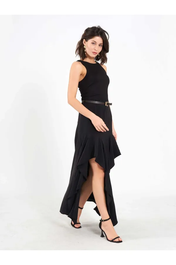 111711 Embellished Belted Dress