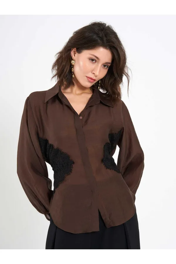 080812 Dantel Detaylı Gömlek