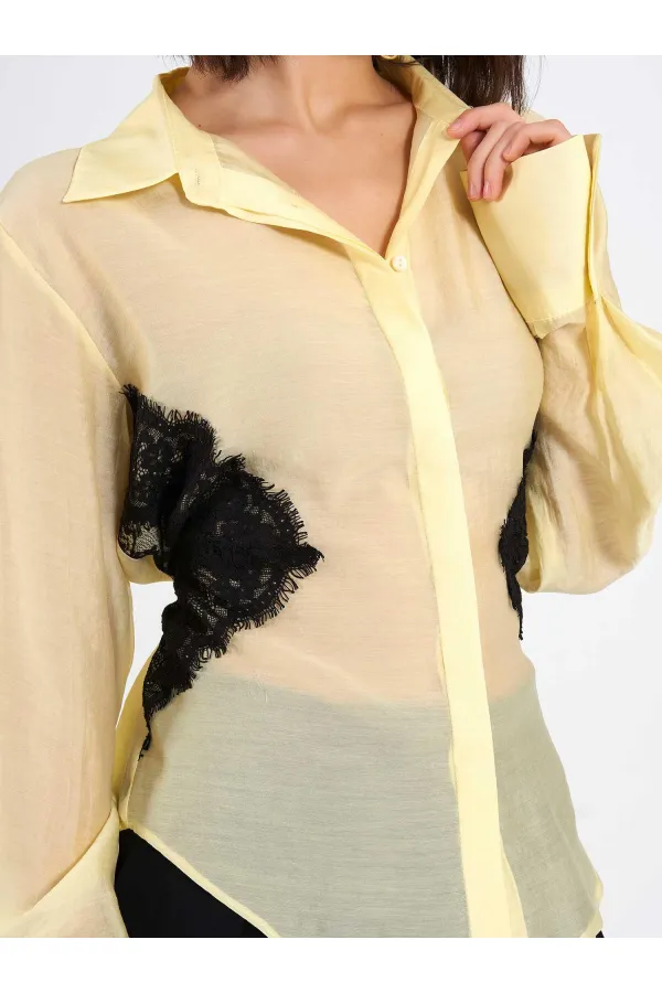 080812 Dantel Detaylı Gömlek