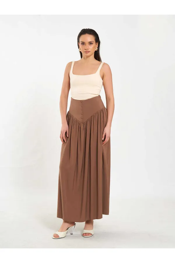 Jupe longue boutonnée sur le devant, style corset, référence 041171