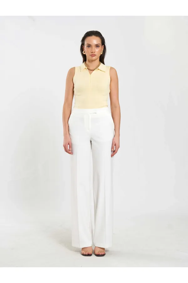 071894 Önü Fermuarlı Örme Kolsuz Body