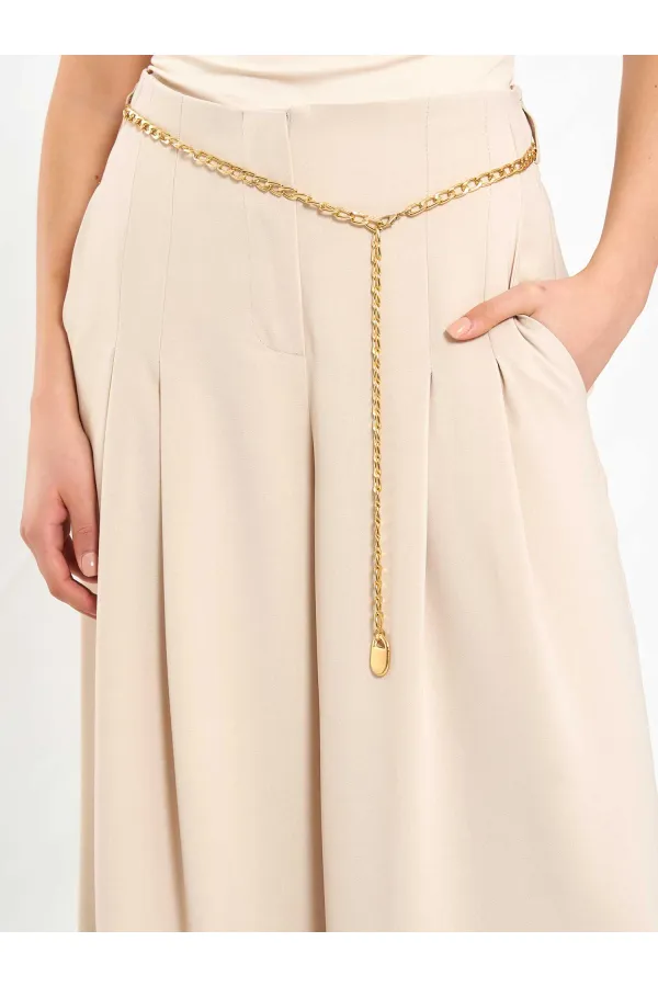 031641 Double Pleated Trousers with Trim