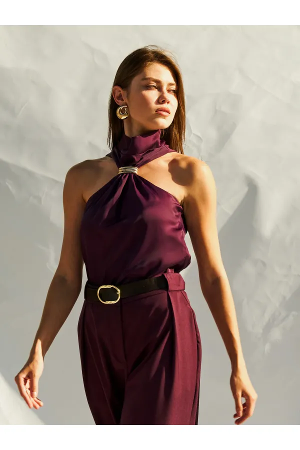 071773 Buckled Satin Blouse