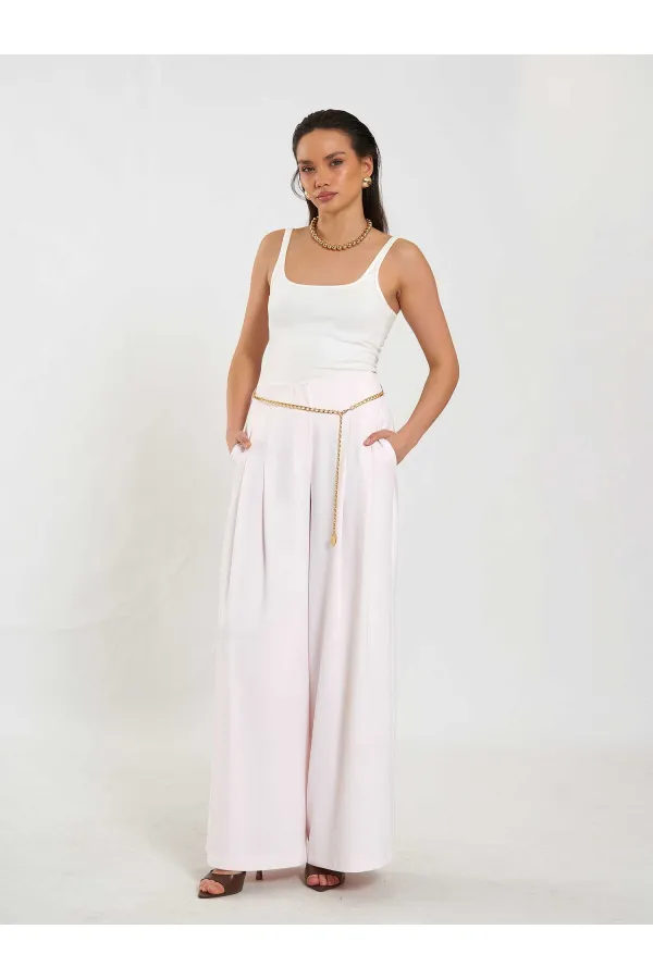 031641 Double Pleated Trousers with Trim