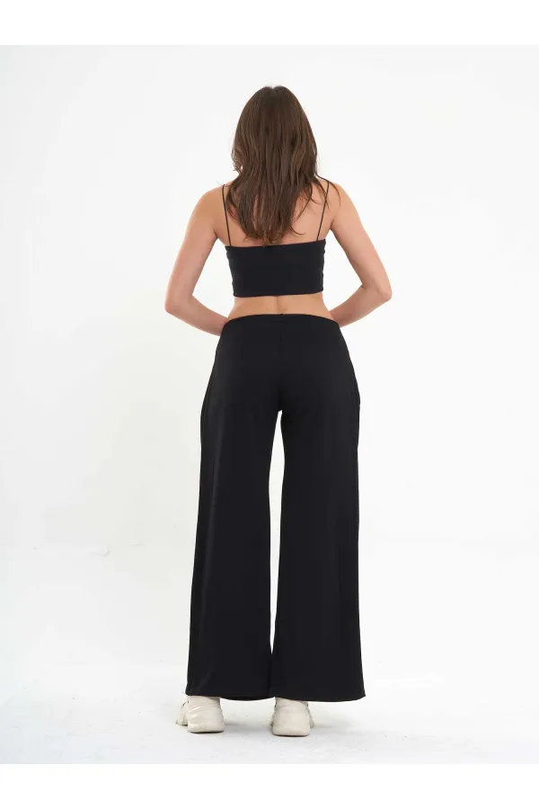 031595 Wide Leg Trousers with Side Pleats