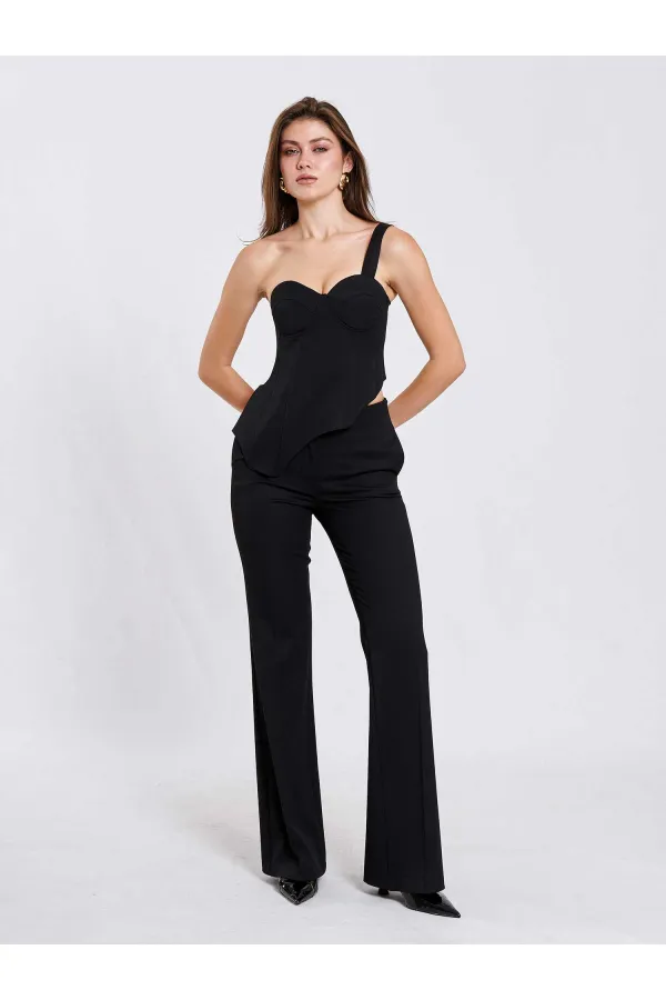 071781 Tek Omzu Askılı Asimetrik Bluz