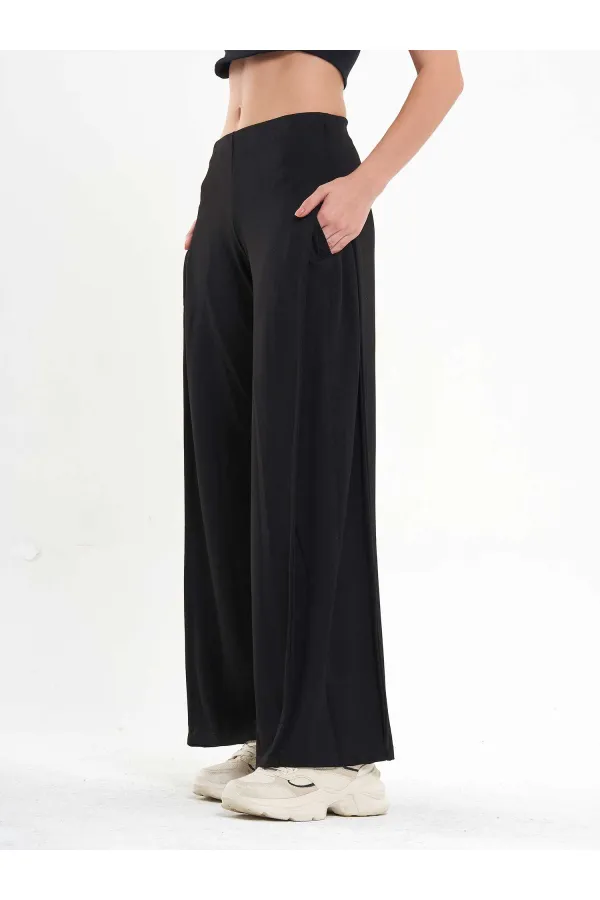 031595 Wide Leg Trousers with Side Pleats
