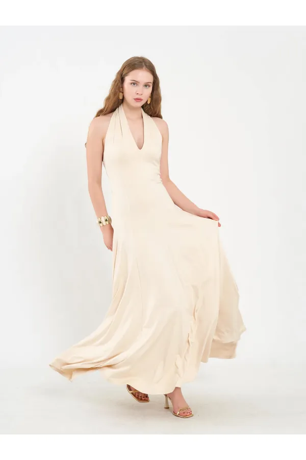 111684 Sırt Dekolteli Midi Elbise