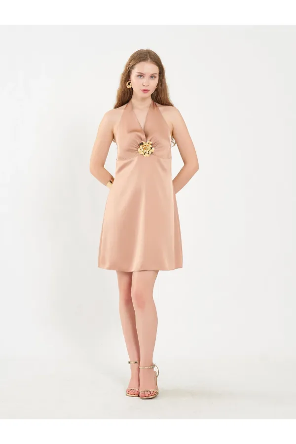 111644 Front Buckle Mini Dress