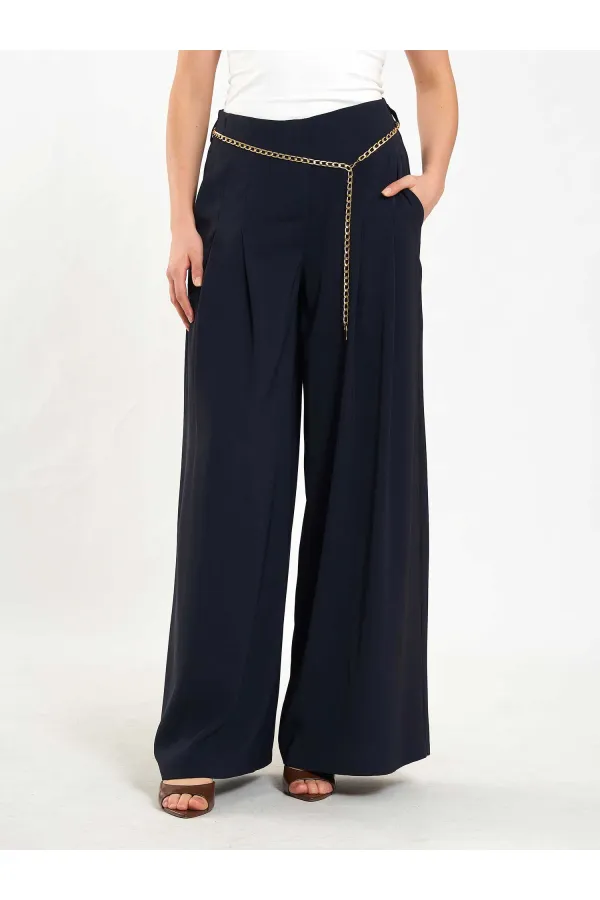 031641 Double Pleated Trousers with Trim
