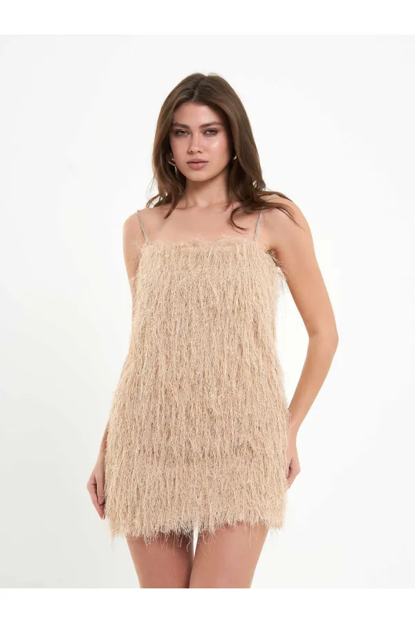 111658 Saçaklı Mini  Elbise