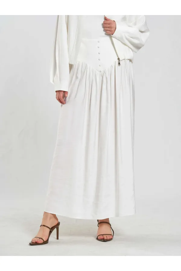 041171 Corset-style Long Front Buttoned Skirt