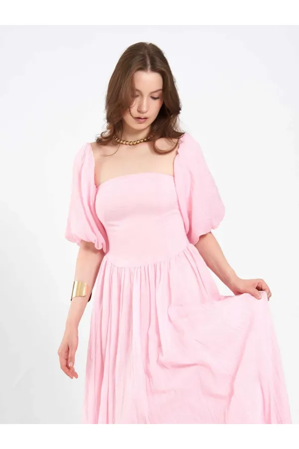 Robe en coton à manches ballon 111736 Robe en coton à manches ballon 111736