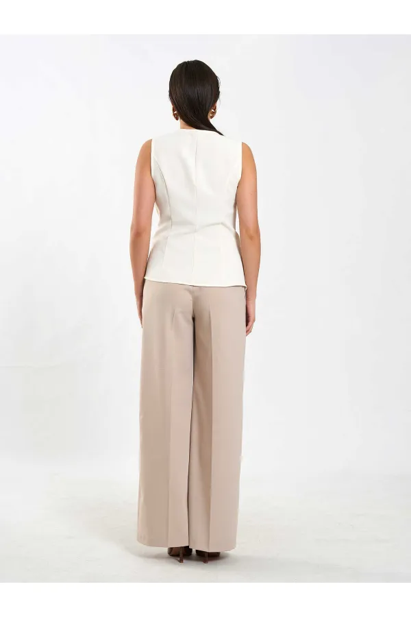 071892 Tokalı V Yaka Asimetrik Bluz